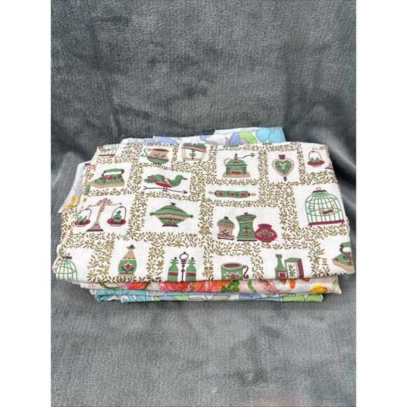 Unbranded Other - Vintage 80s Fabric Lot 3 Cotton Floral Country Kitchen Quilt Craft Cutter Pieces